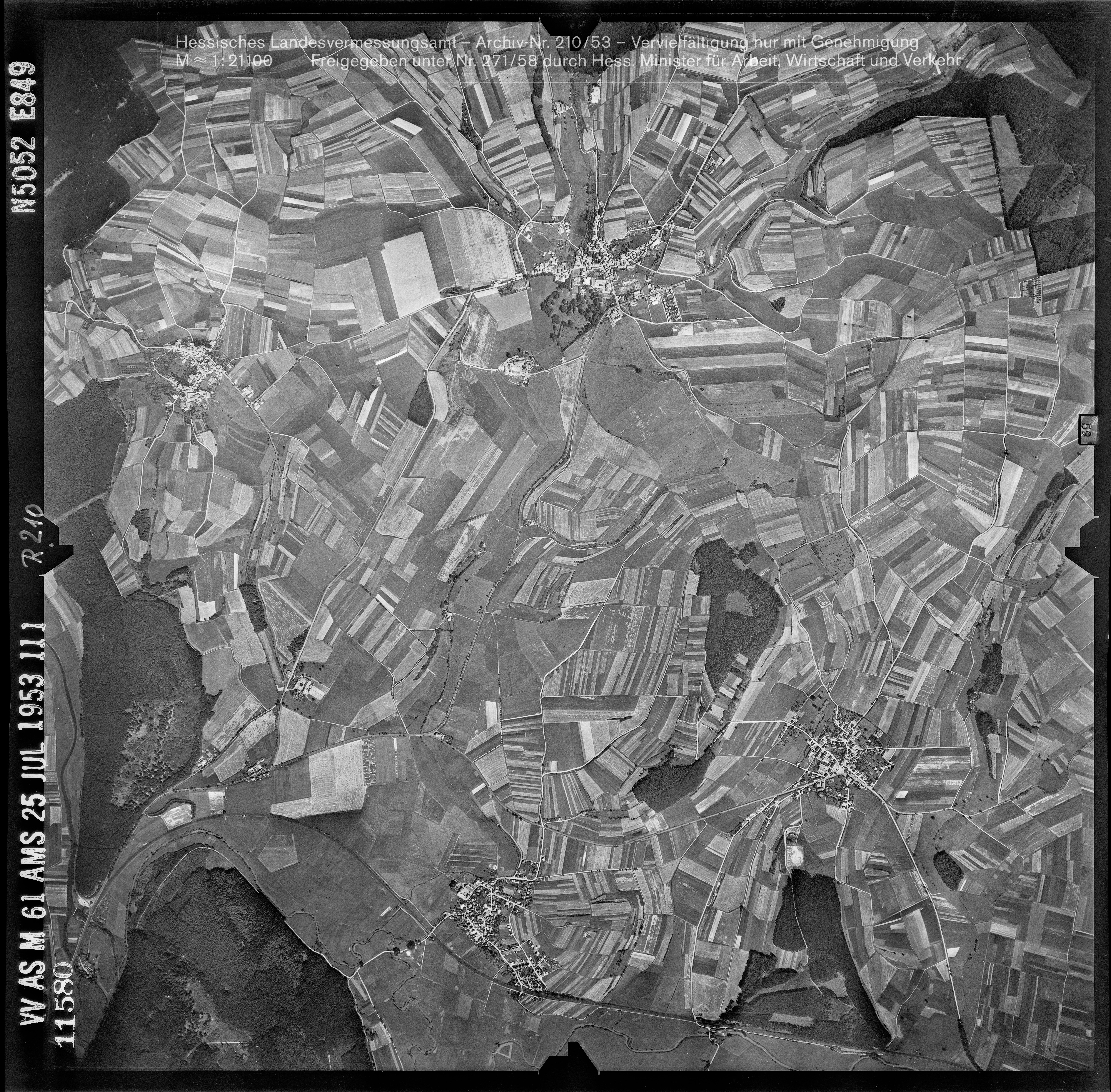 Luftbild der Gemeinde Cölbe aus 1953